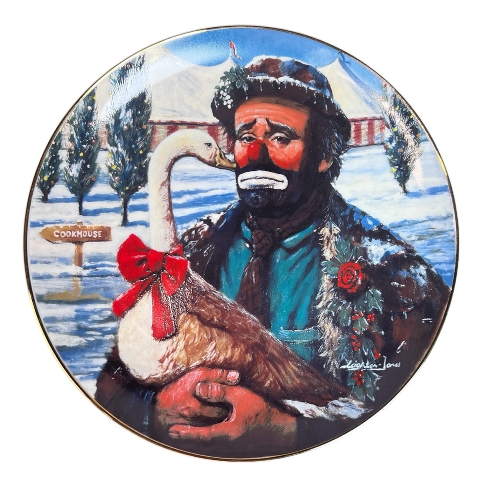VINTAGE 1989 Emmett Kelly Christmas Feast #4 Edition Plate Dave Grossman‎